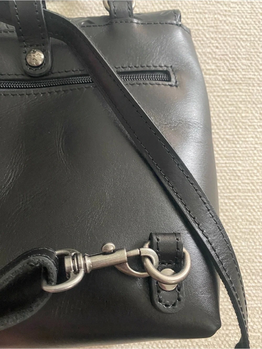 Patricia Nash Black Floral-Tooled Leather Mini Backpack